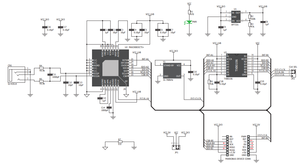 原理图 - Mikroe MIKROE-3273 ECG 3 Click板